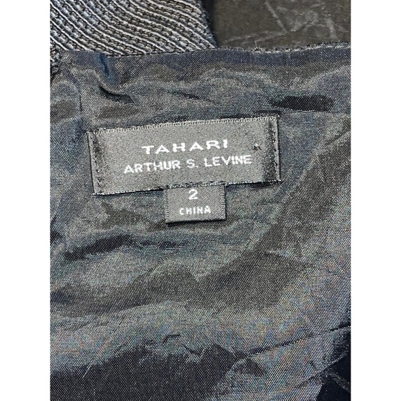 Womens Tahari Arthur S Levine Black Strapless Midi Textured Split Hem‎ Dress 2 - Picture 5 of 8